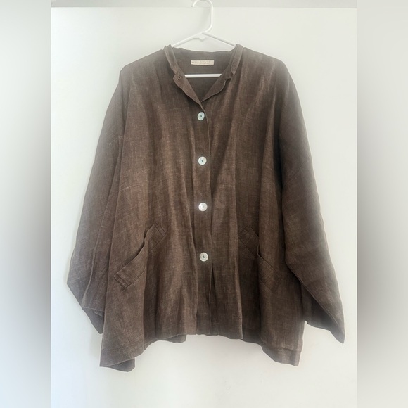 bryn walker Danuta linen duster jacket oversized lagenlook size medium - Picture 2 of 6